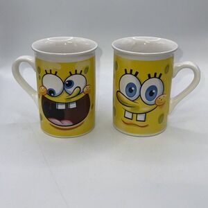 Spongebob Square Pants Viacom 2011 Ceramic Coffee Cup Mugs Lot Of 2